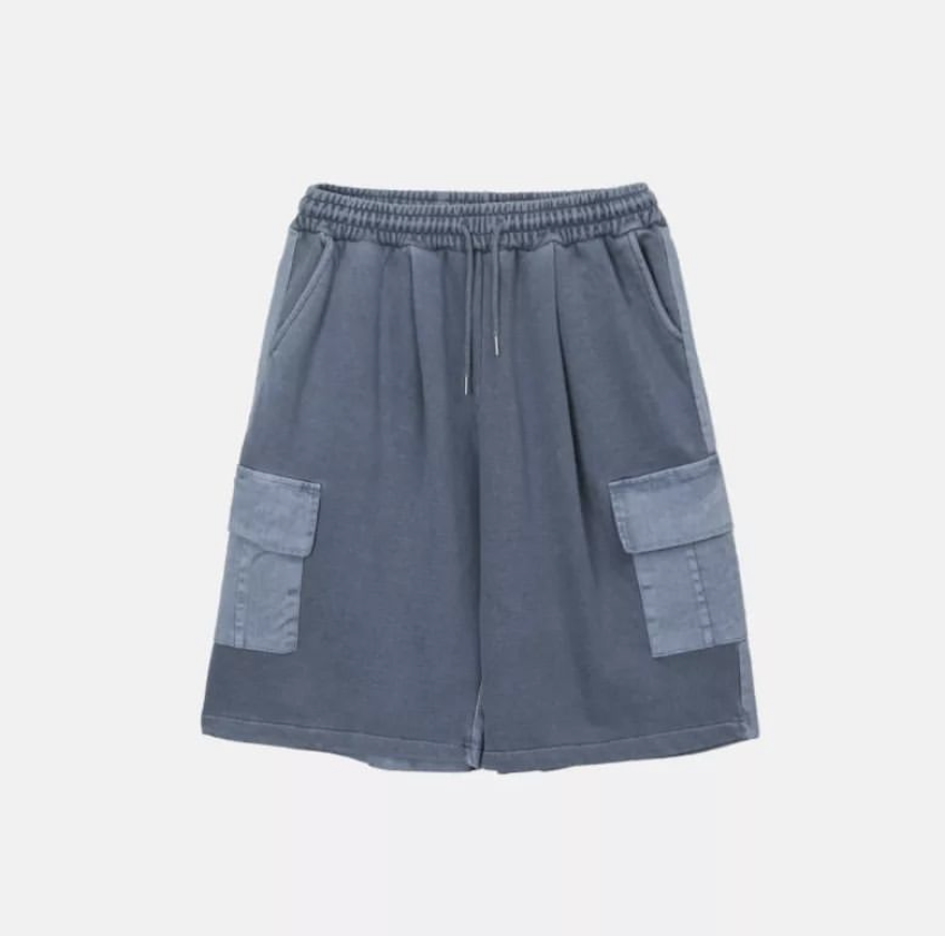 Terry Denim Cargo Shorts